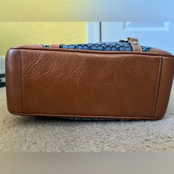 Coach Navy and Brown Bag with Leather Accents - Picture 6 of 10